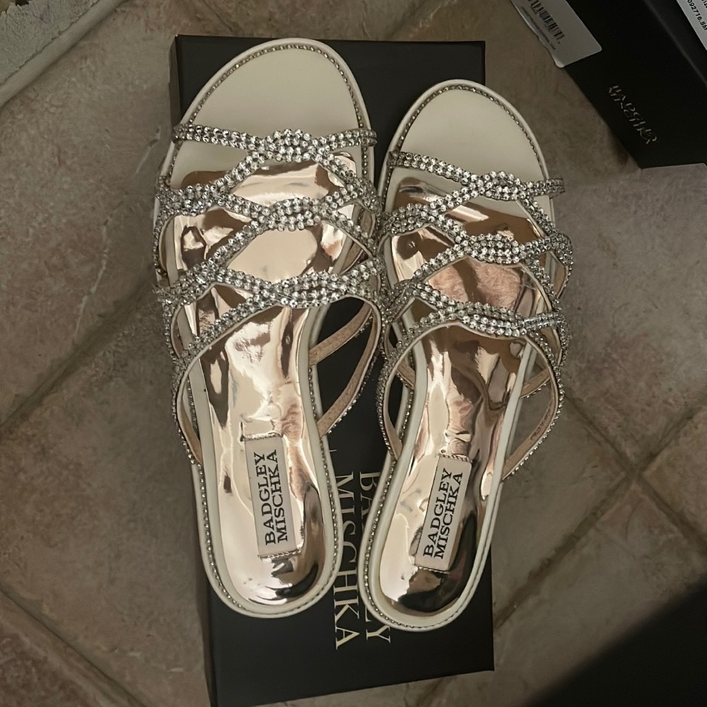 Ivory Sofie sandal with rhinestone details size 7